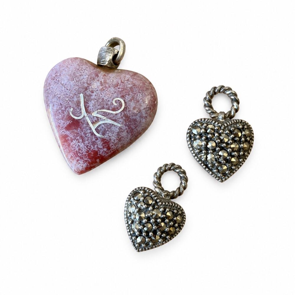 Vintage Heart Pendant Lot 3 Piece Boho Romantic Jewelry